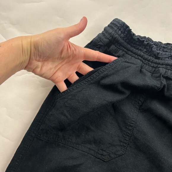 Ava & Viv Black Linen Blend Wide Leg Lounge Pant 2X - Picture 3 of 7